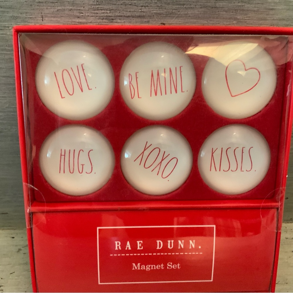 Rae Dunn LOVE Glass Dome Magnets Set‎ of 6 New in Box - Picture 2 of 4
